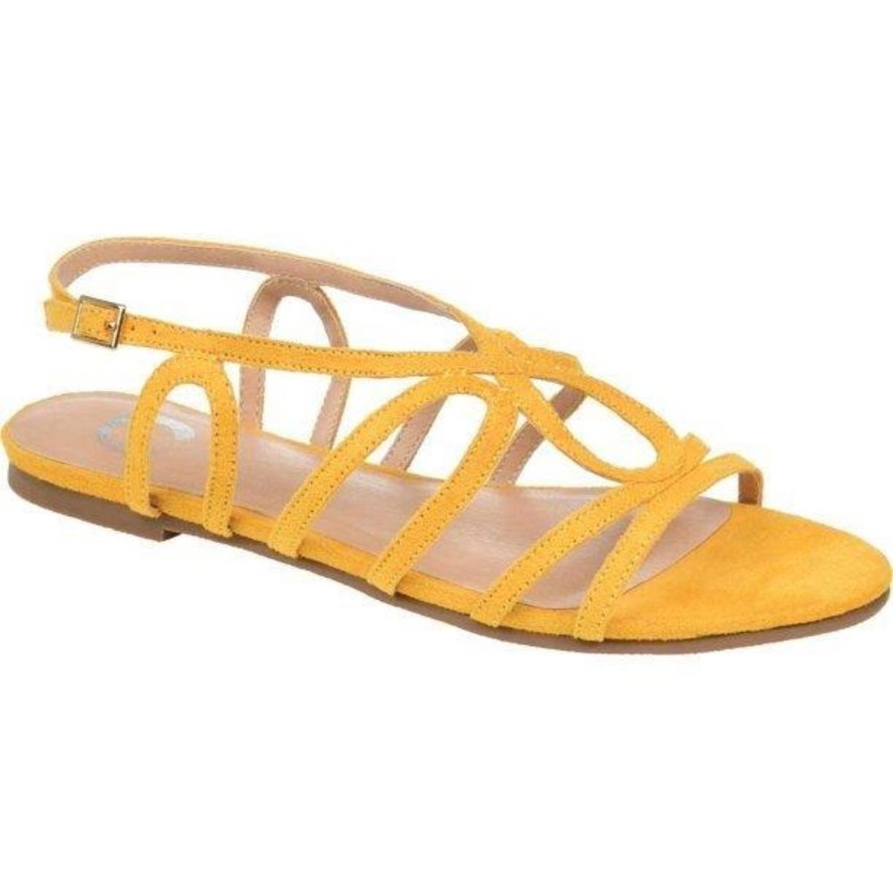 Journee Collection Honey Flat Sandals,Mustard, Size 8.5